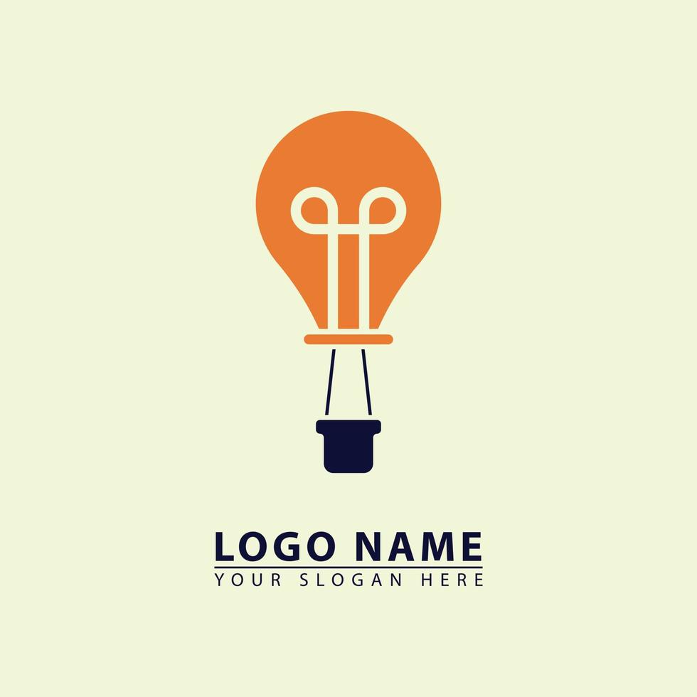 hot air balloon vector combination lamp logo icon.