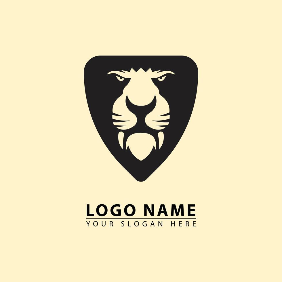 vector combination of shield and lion face logo icon.