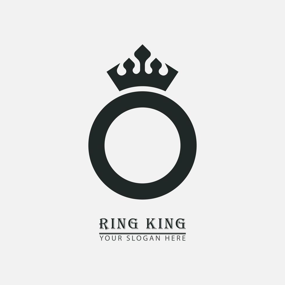 anillo con logo de icono de corona vector