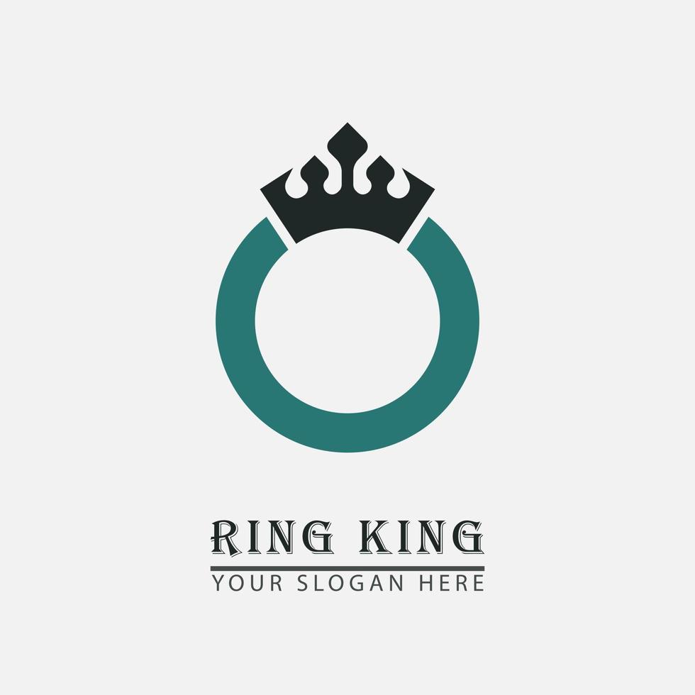 logotipo de anillo real con icono de corona vector
