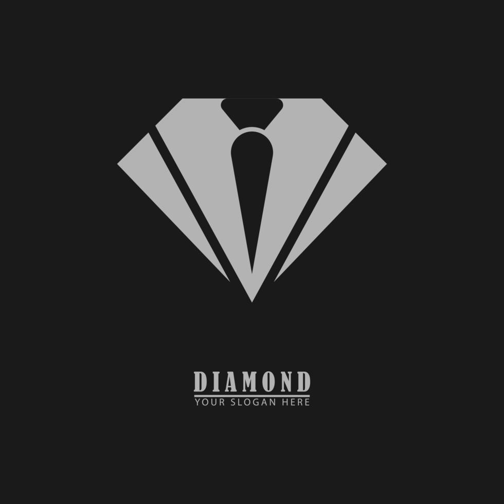 icono de logotipo de trabajo largo de diamante y corbata vector