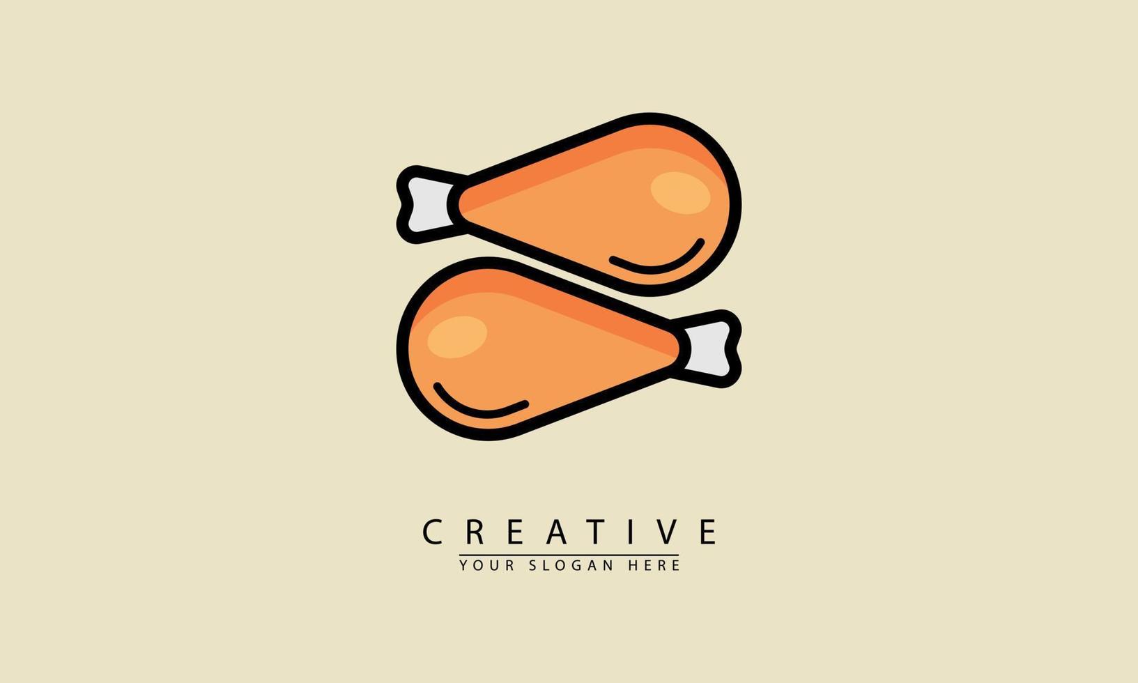 simple chicken leg design Fried or grilled thigh logo vector