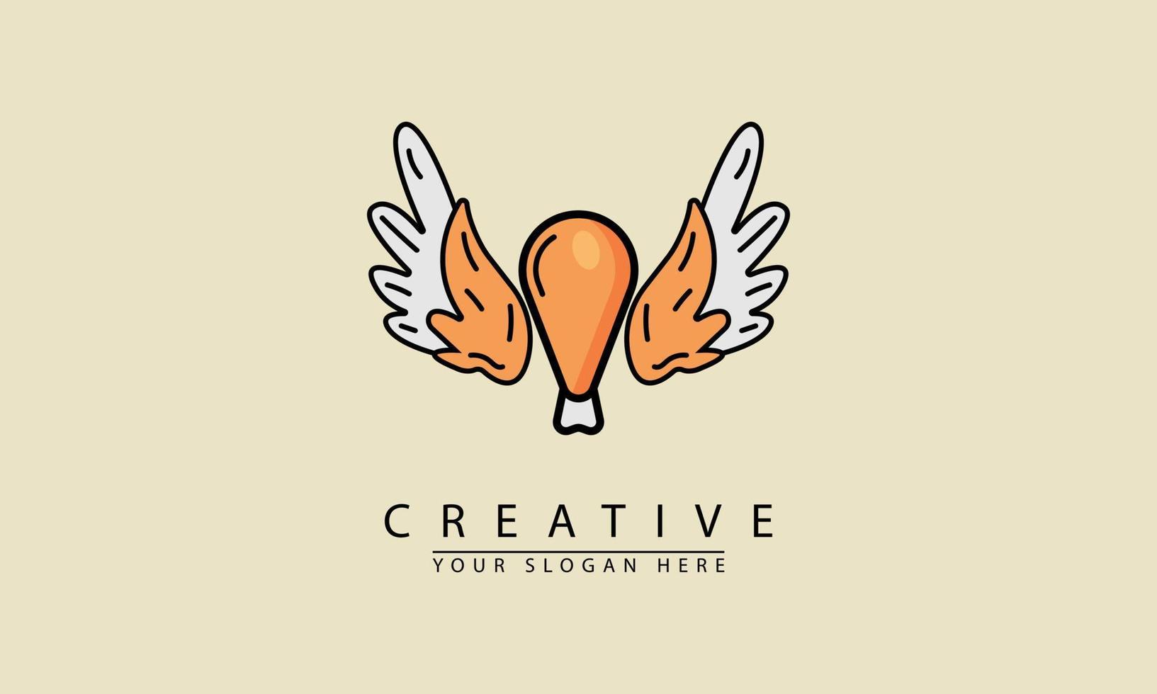 chicken leg winged design logo vector