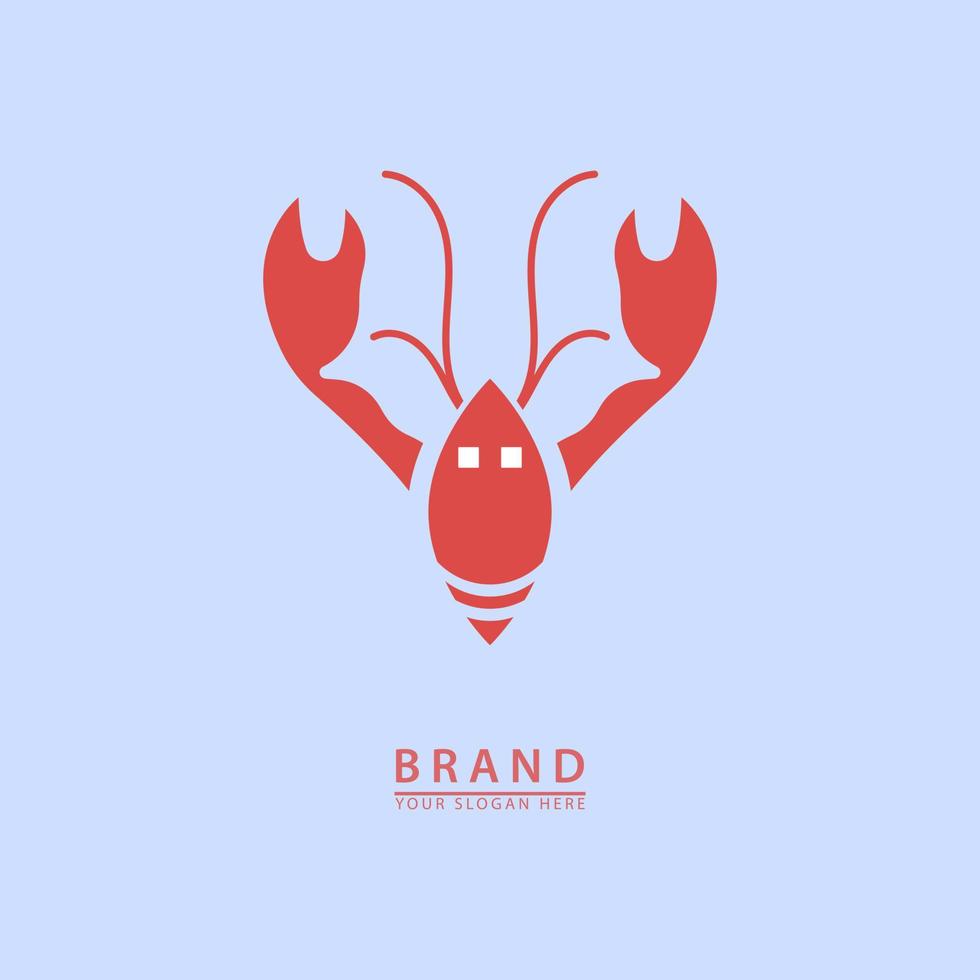 icono del logotipo de camarones del restaurante de mariscos. vector