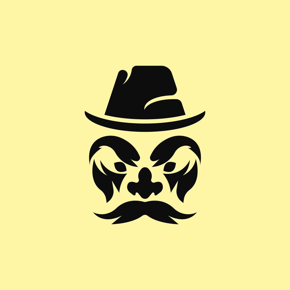 illustration of a scary man's face in a cowboy hat for the logo icon vector