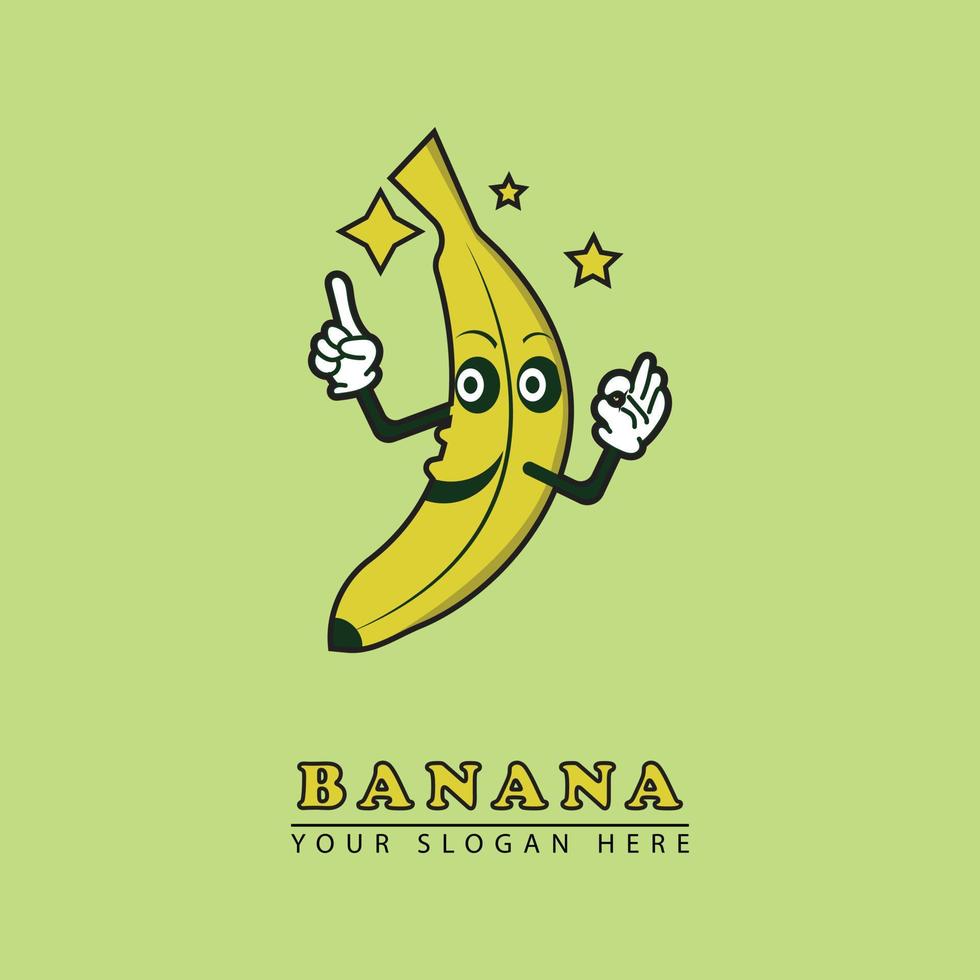 Delicious cute banana cartoon character. vector