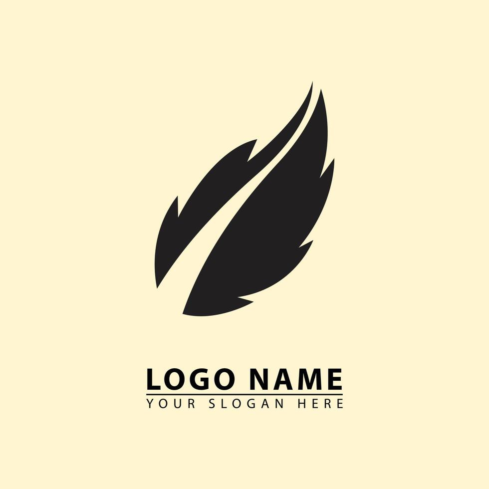 vector silhouette feather logo icon.