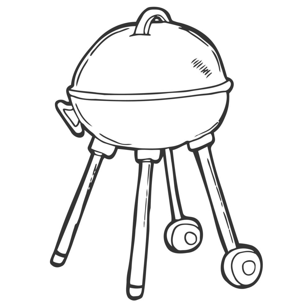 BBQ grill hand drawn outline doodle icon. Kettle barbecue grill vector sketch illustration for print, web, mobile and infographics isolated on white background.