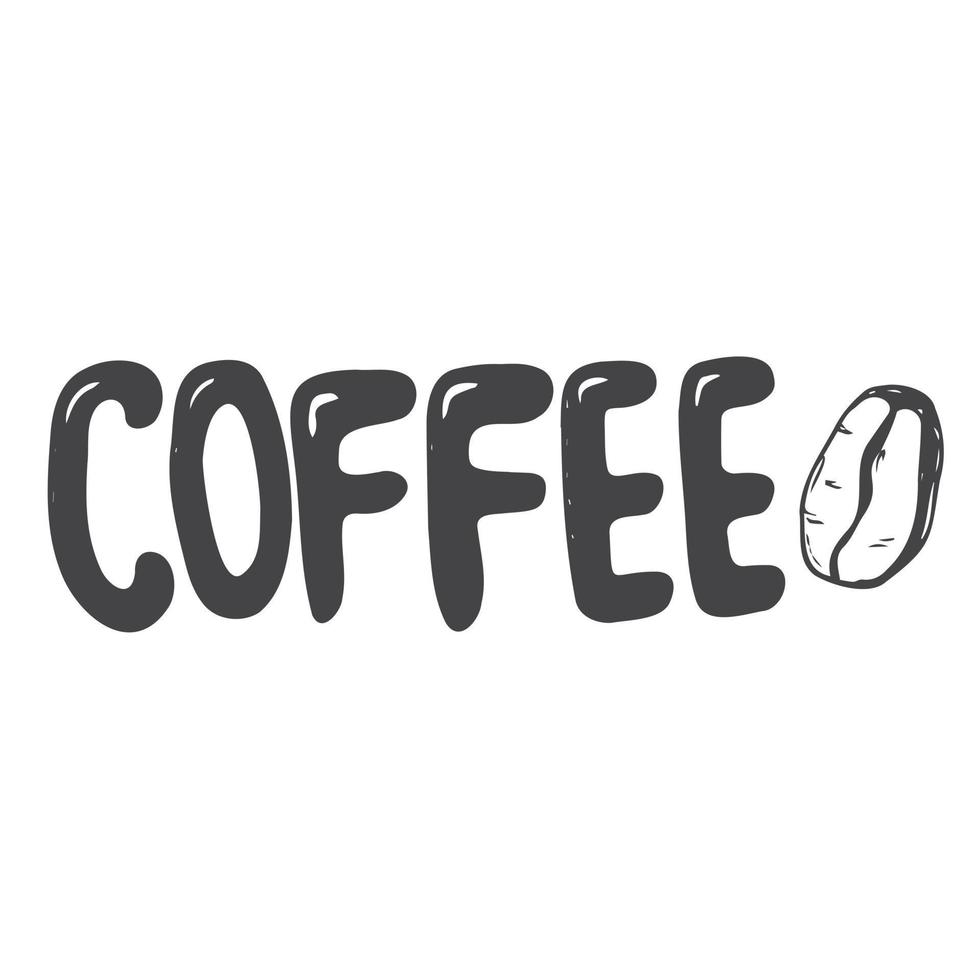 Doodle coffee lettering. Coffee word, phrase vector