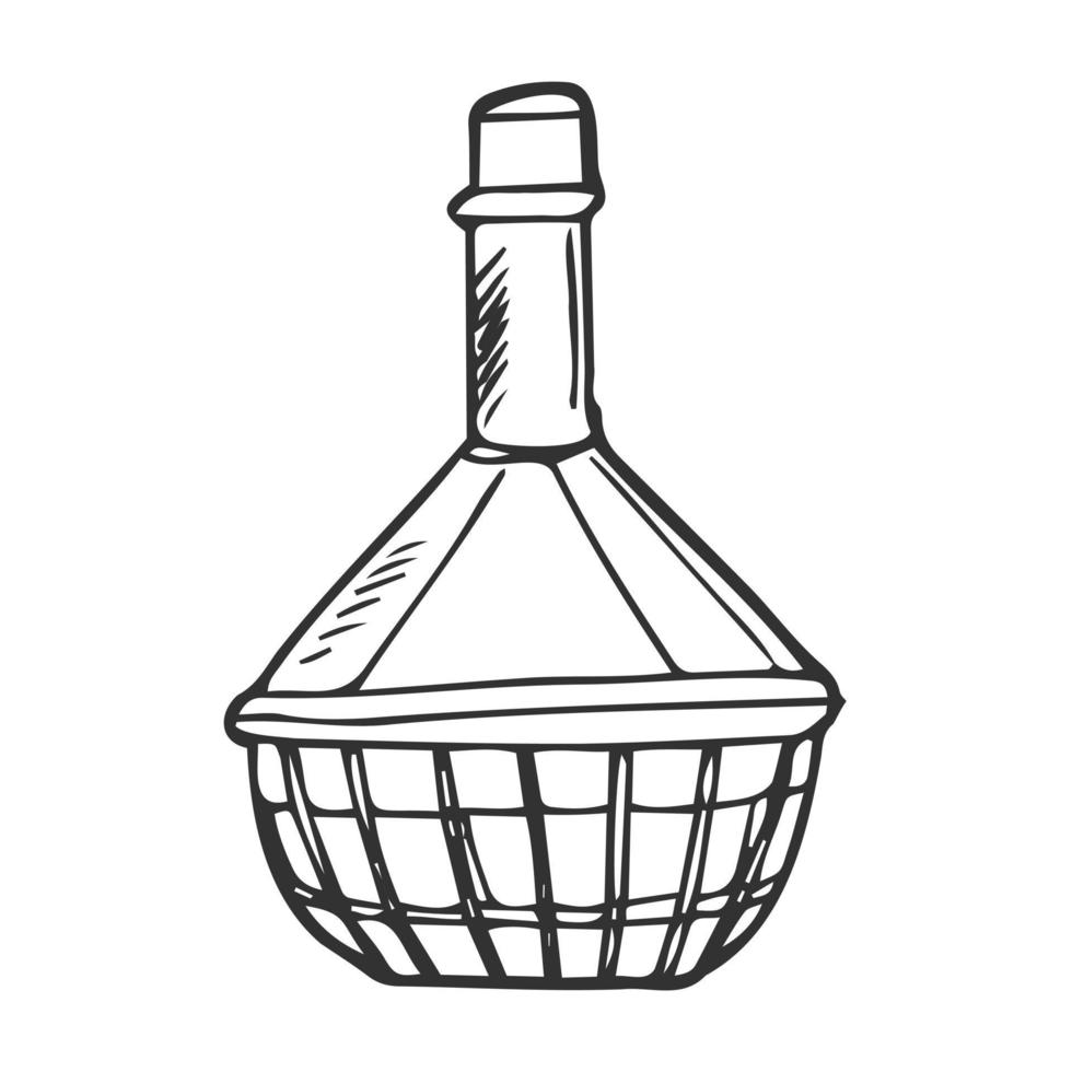 Sketch wine bottle . wine bottle, vector sketch illustration