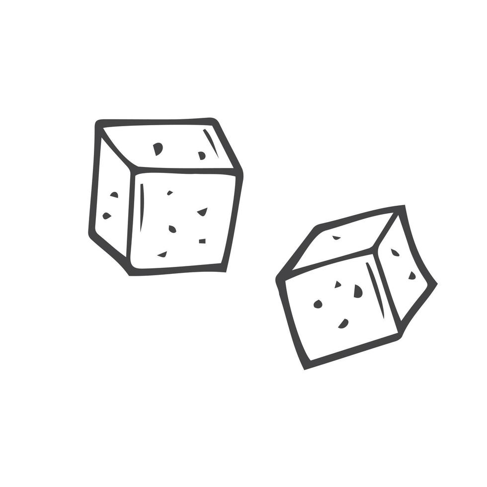 terrones de azúcar dibujados a mano. aislado sobre fondo blanco bloques de hielo, sal, azúcar o queso. elementos para la ilustración de vector de diseños web. estampados textiles interiores o diseño de menús o cualquier otro.