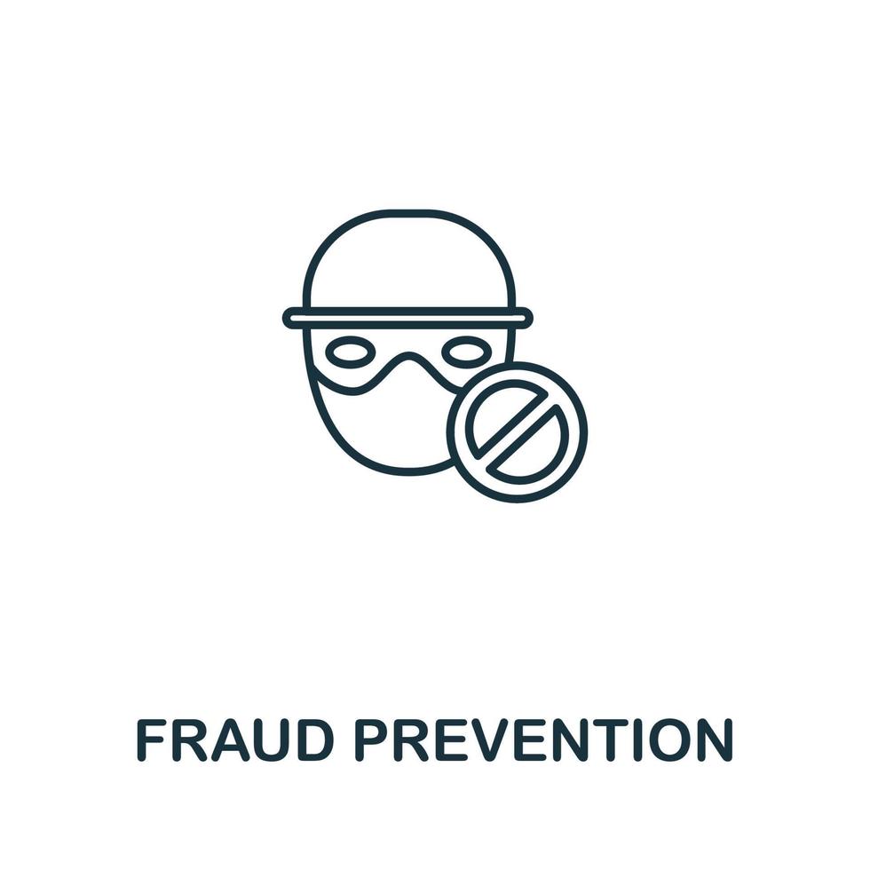 icono de prevención de fraude de la colección de inteligencia artificial. icono de prevención de fraude de línea simple para plantillas, diseño web e infografía vector