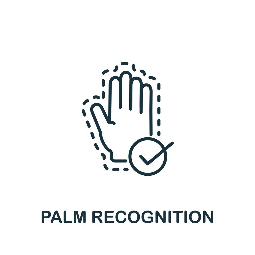 icono de reconocimiento de palma de la colección de autenticación. símbolo de reconocimiento de palma de elemento de línea simple para plantillas, diseño web e infografía vector