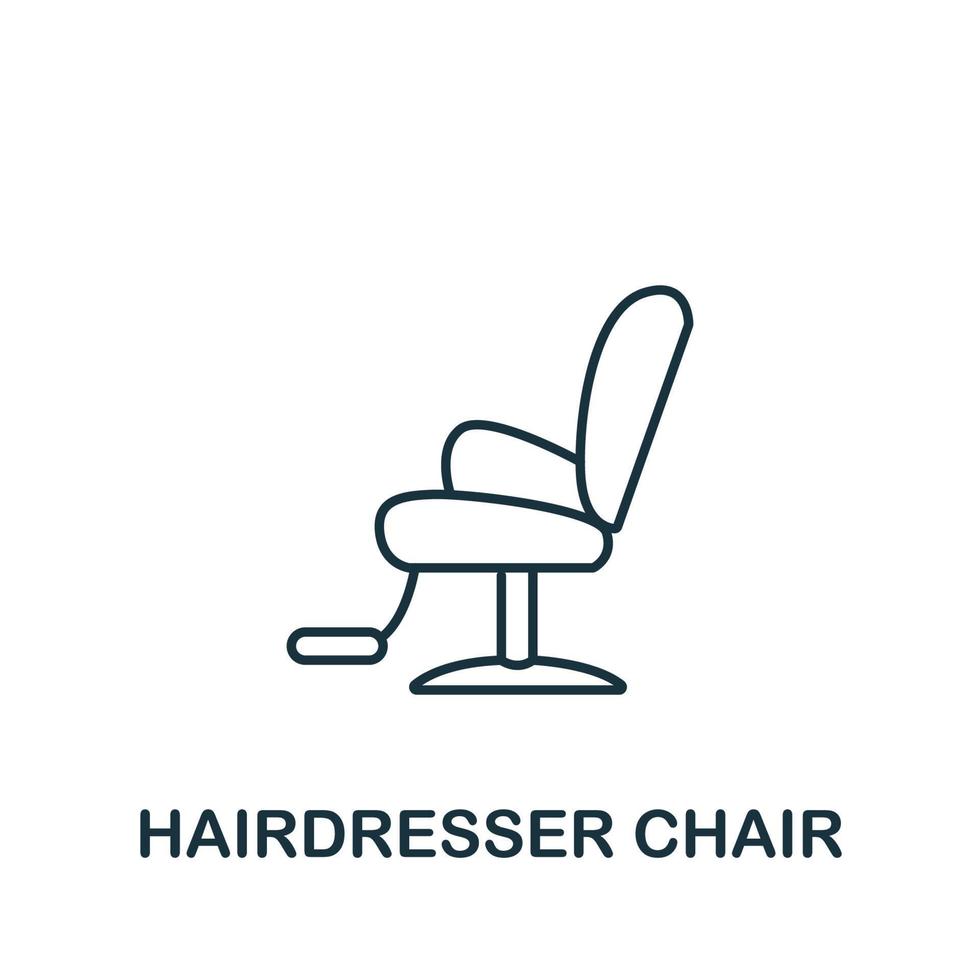 icono de silla de peluquería de la colección de peluquería. símbolo de silla de peluquería de elemento de línea simple para plantillas, diseño web e infografía vector