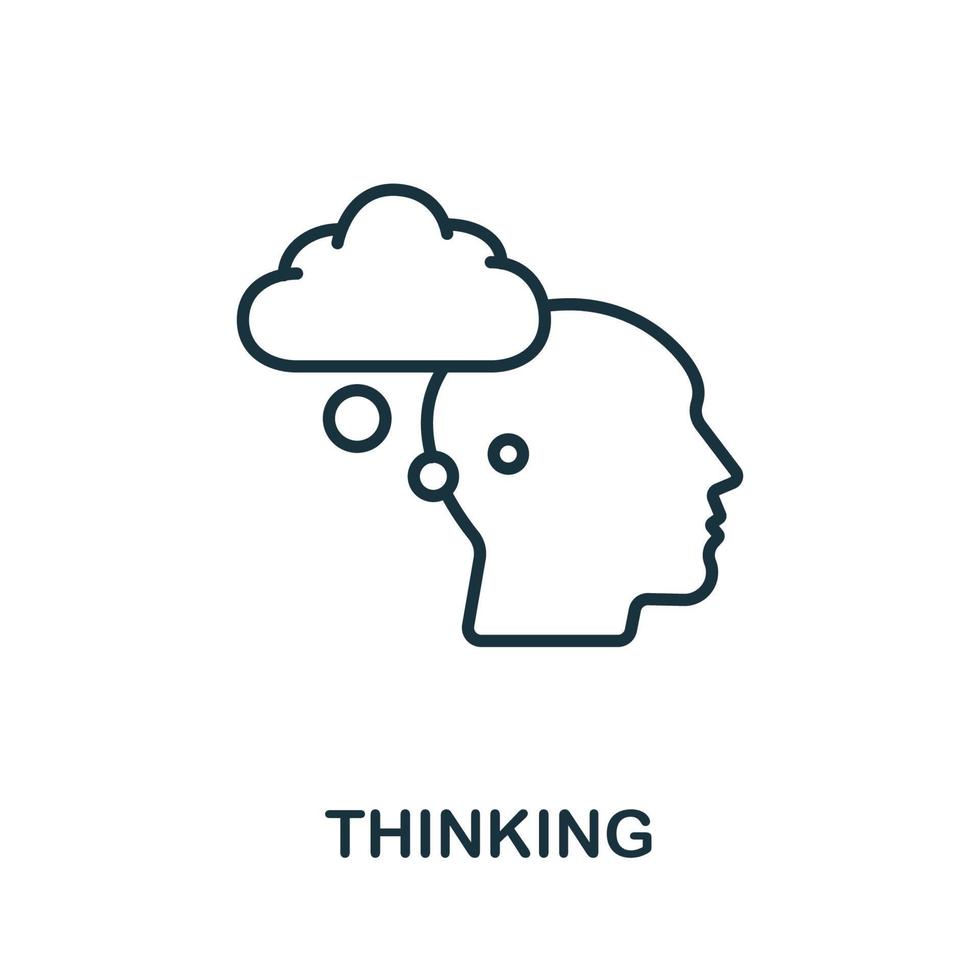 Thinking icon from business training collection. Simple line Thinking icon for templates, web design and infographics vector