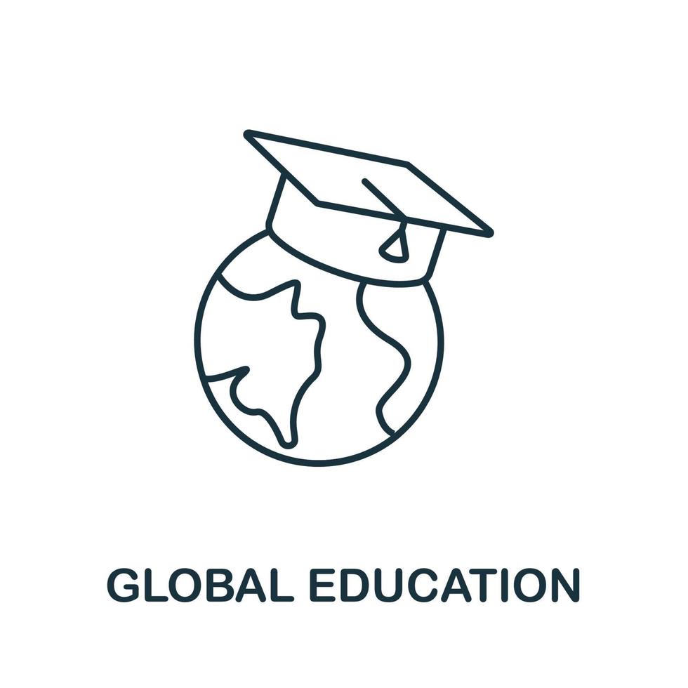 Global Education icon from education collection. Simple line Global Education icon for templates, web design and infographics vector