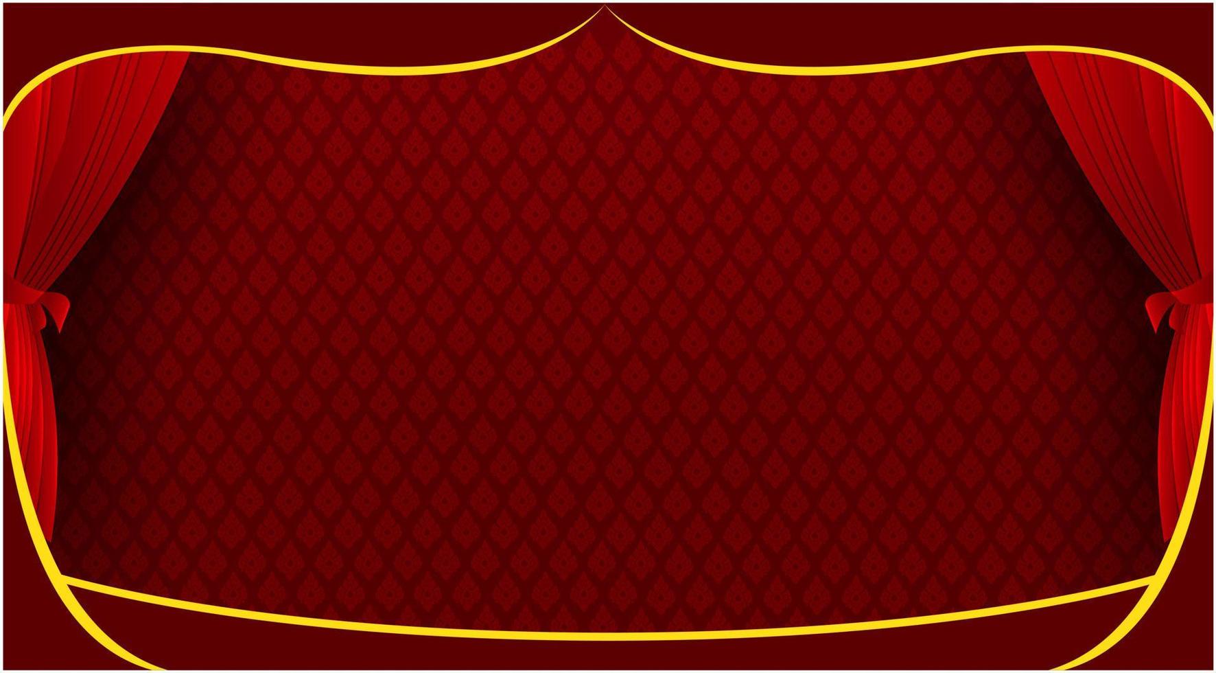 Thai pattern stage backdrop with curtain for decoration vector illustration