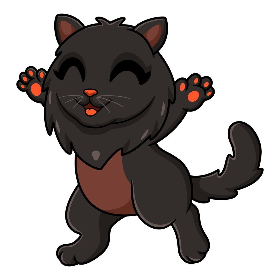 Cute black persian cat cartoon posing vector