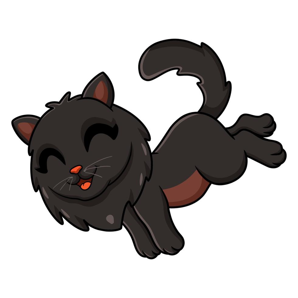 dibujos animados lindo gato persa negro saltando vector