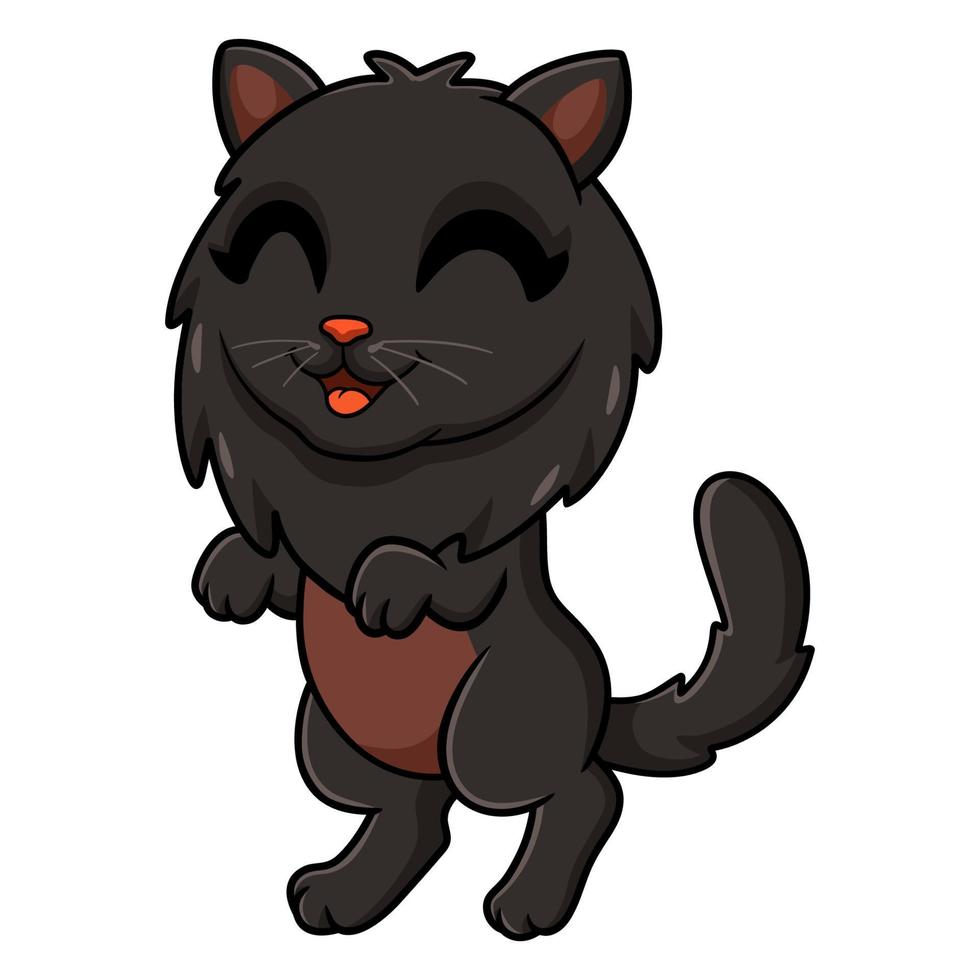 Cute black persian cat cartoon standing vector