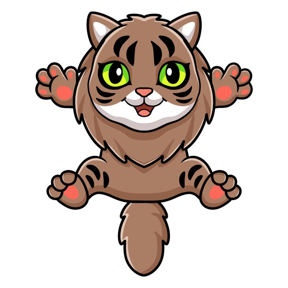 lindo pequeño gato siberiano de dibujos animados vector