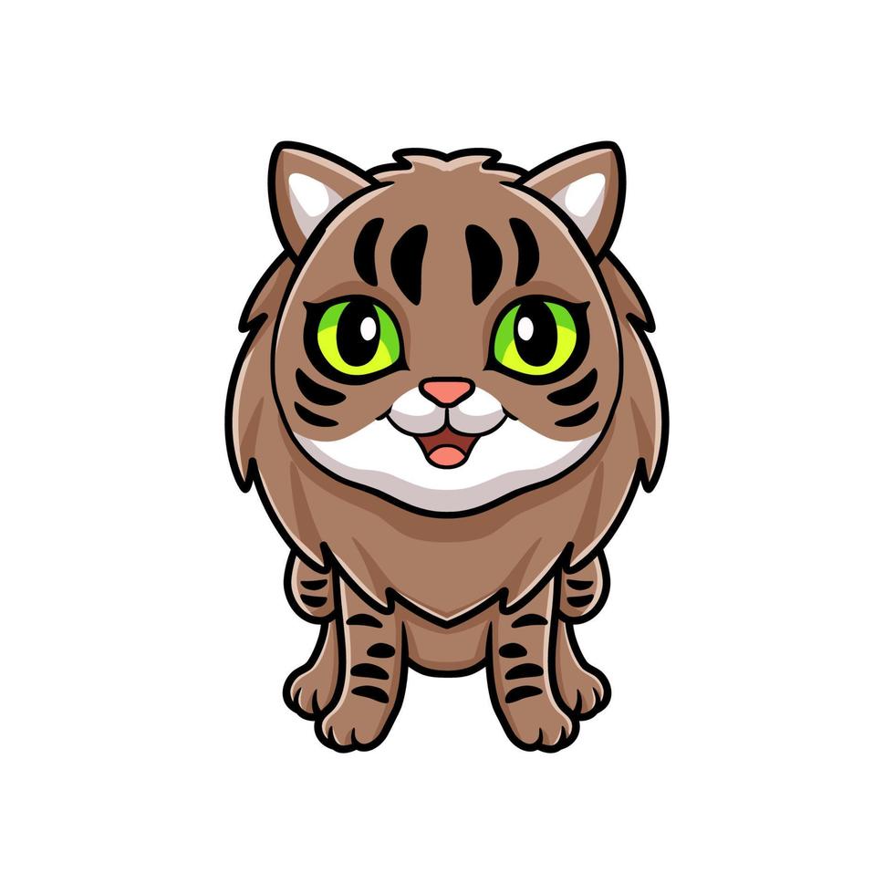 lindo pequeño gato siberiano de dibujos animados vector