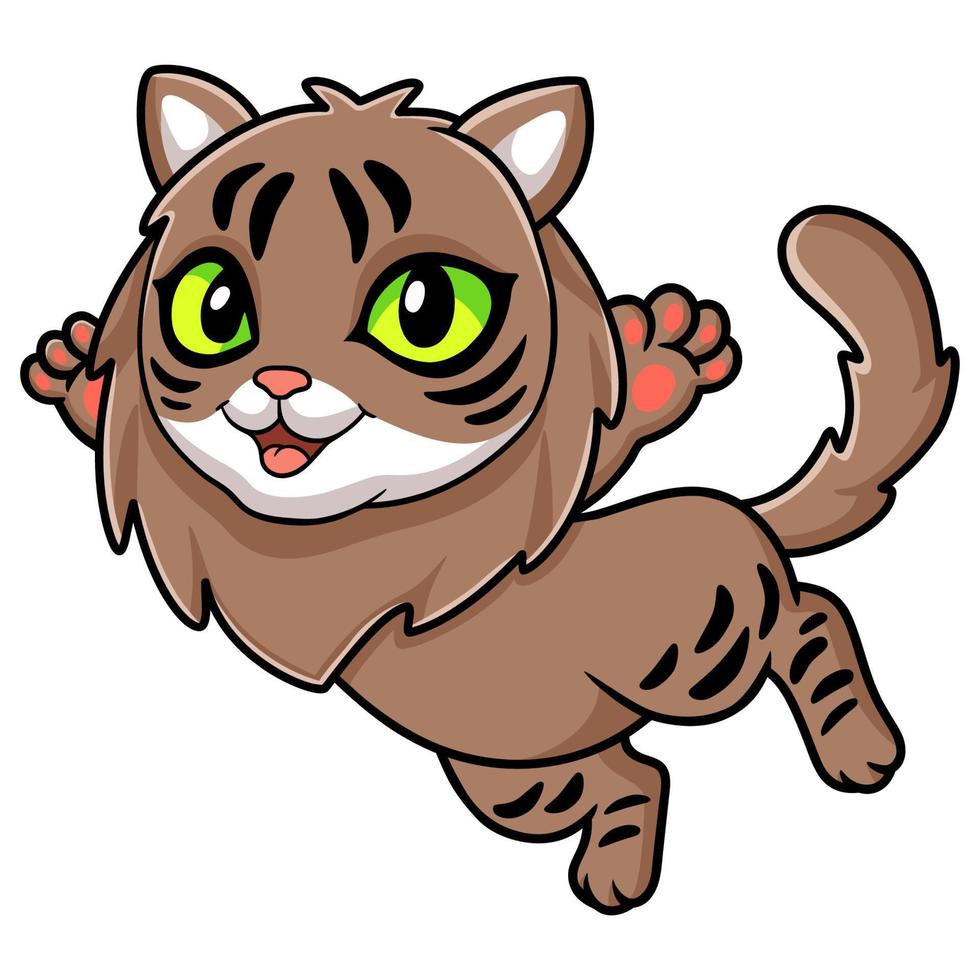 dibujos animados lindo gato siberiano volando vector