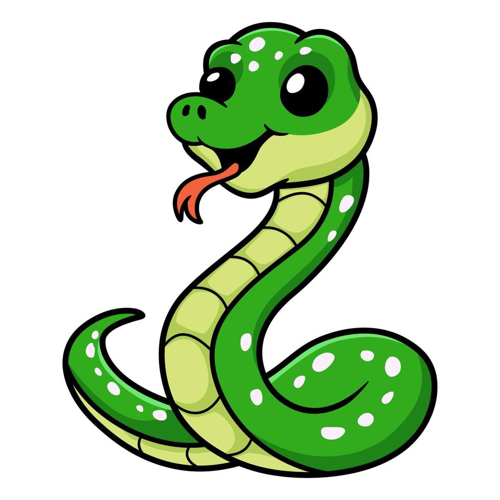 Cute green tree python cartoon vector