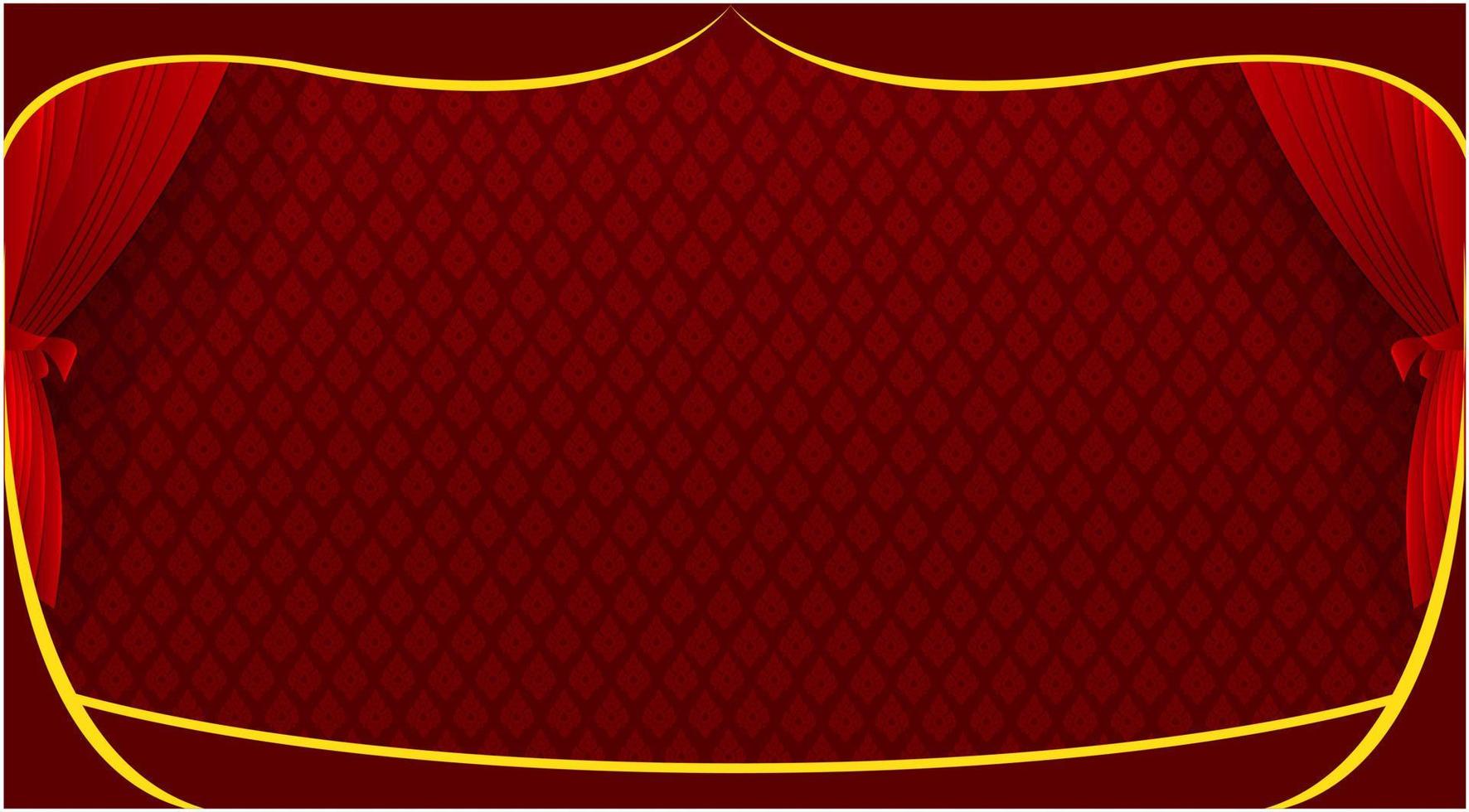 Thai pattern stage backdrop with curtain for decoration vector illustration