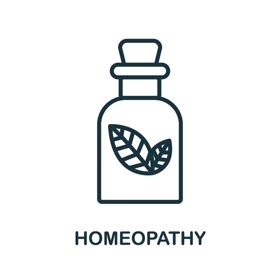 ícono de homeopatía de la colección de medicina alternativa. icono de homeopatía de línea simple para plantillas, diseño web e infografía vector