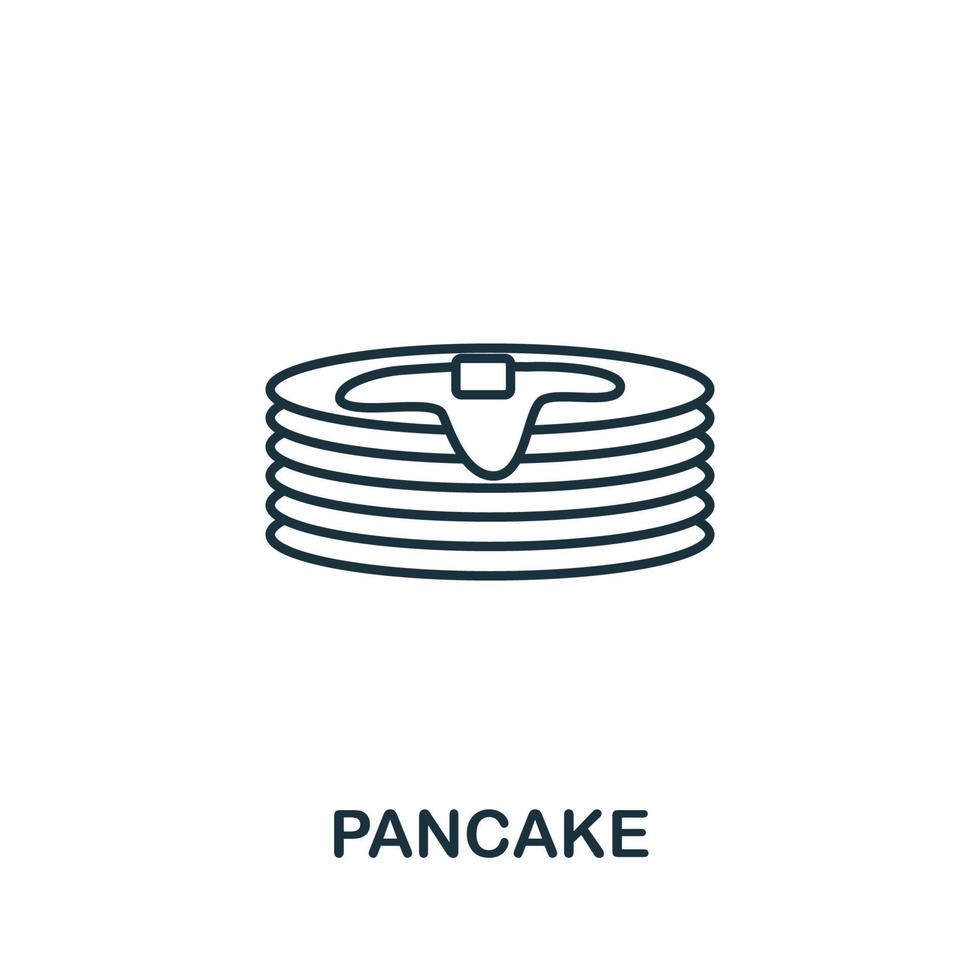 ícono de panqueques de la colección de panadería. símbolo de panqueque de elemento de línea simple para plantillas, diseño web e infografía vector