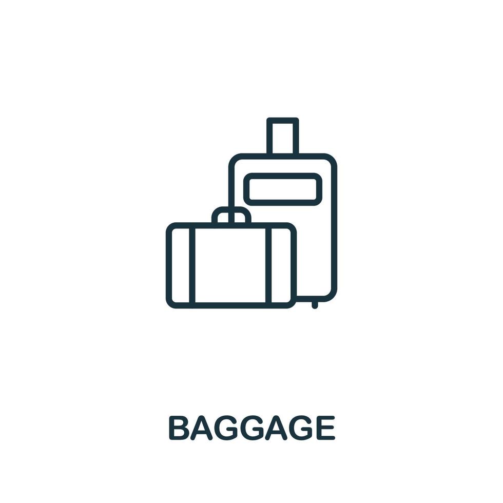 ícono de equipaje de la colección del aeropuerto. icono de equipaje de línea simple para plantillas, diseño web e infografía vector