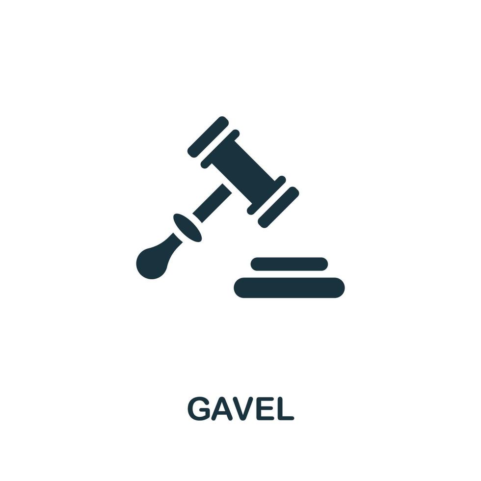 Gavel icon. Monochrome simple element from civil rights collection. Creative Gavel icon for web design, templates, infographics and more vector
