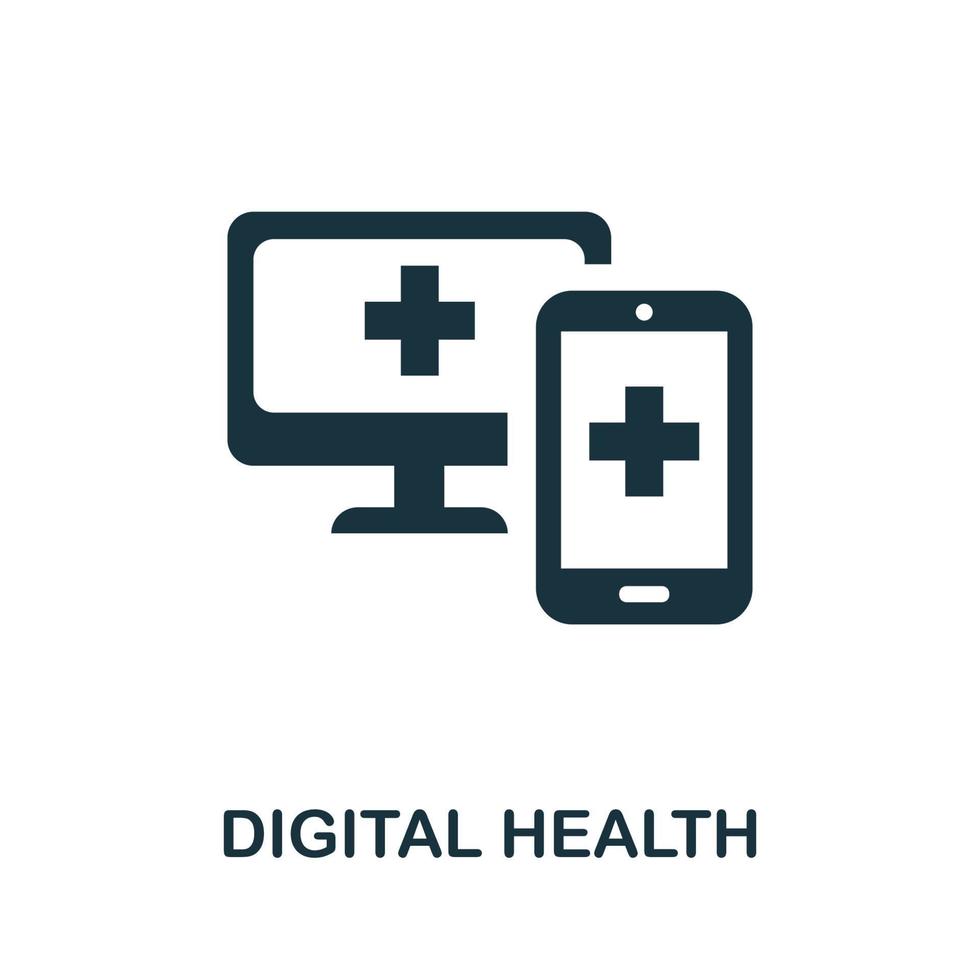 Digital Health icon. Monochrome simple Digital Health icon for templates, web design and infographics vector