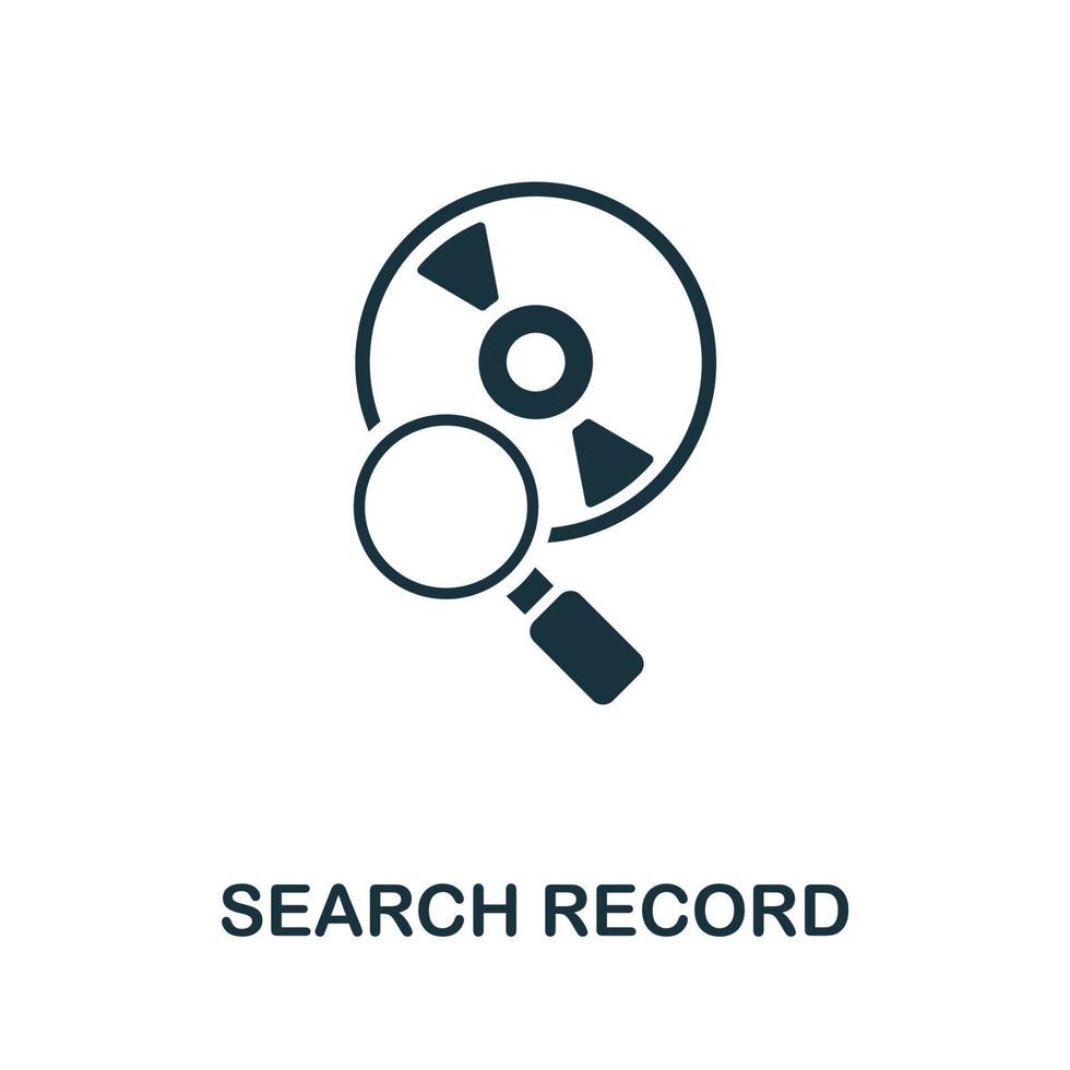 Search Record icon. Simple illustration from digital law collection. Creative Search Record icon for web design, templates, infographics and more vector