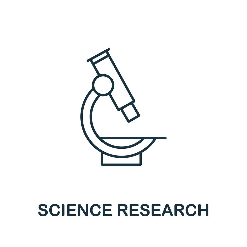 ícono de investigación científica de la colección educativa. icono de investigación científica de línea simple para plantillas, diseño web e infografía vector