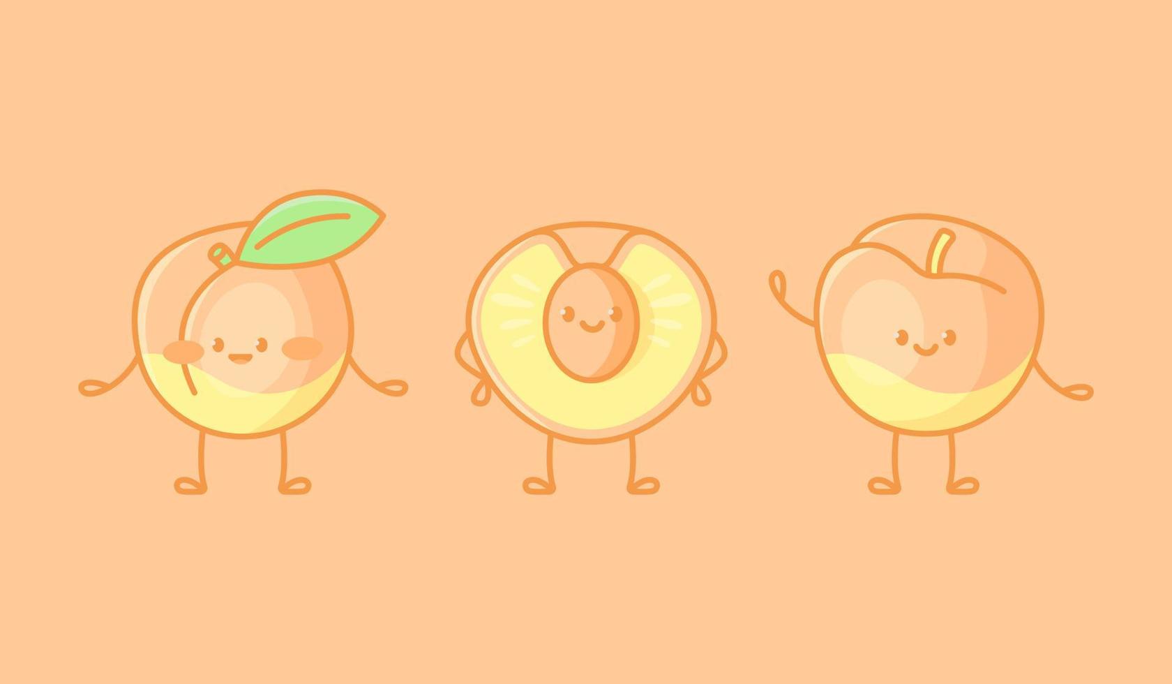 Set of kawaii peach characters vector