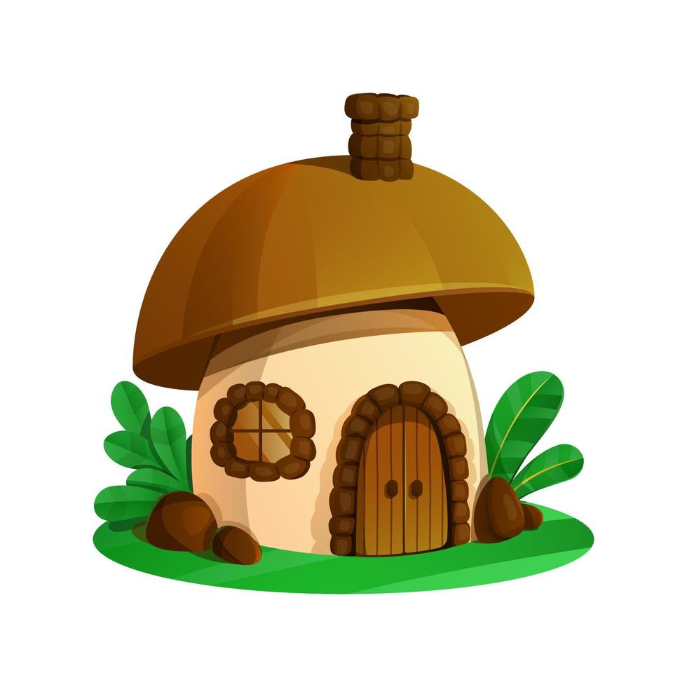 Mushroom house on a white background vector