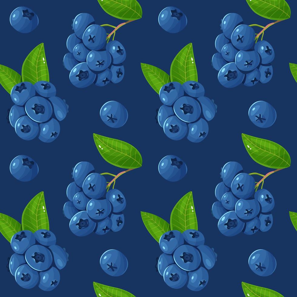 Blueberry and leaves seamless pattern. vector