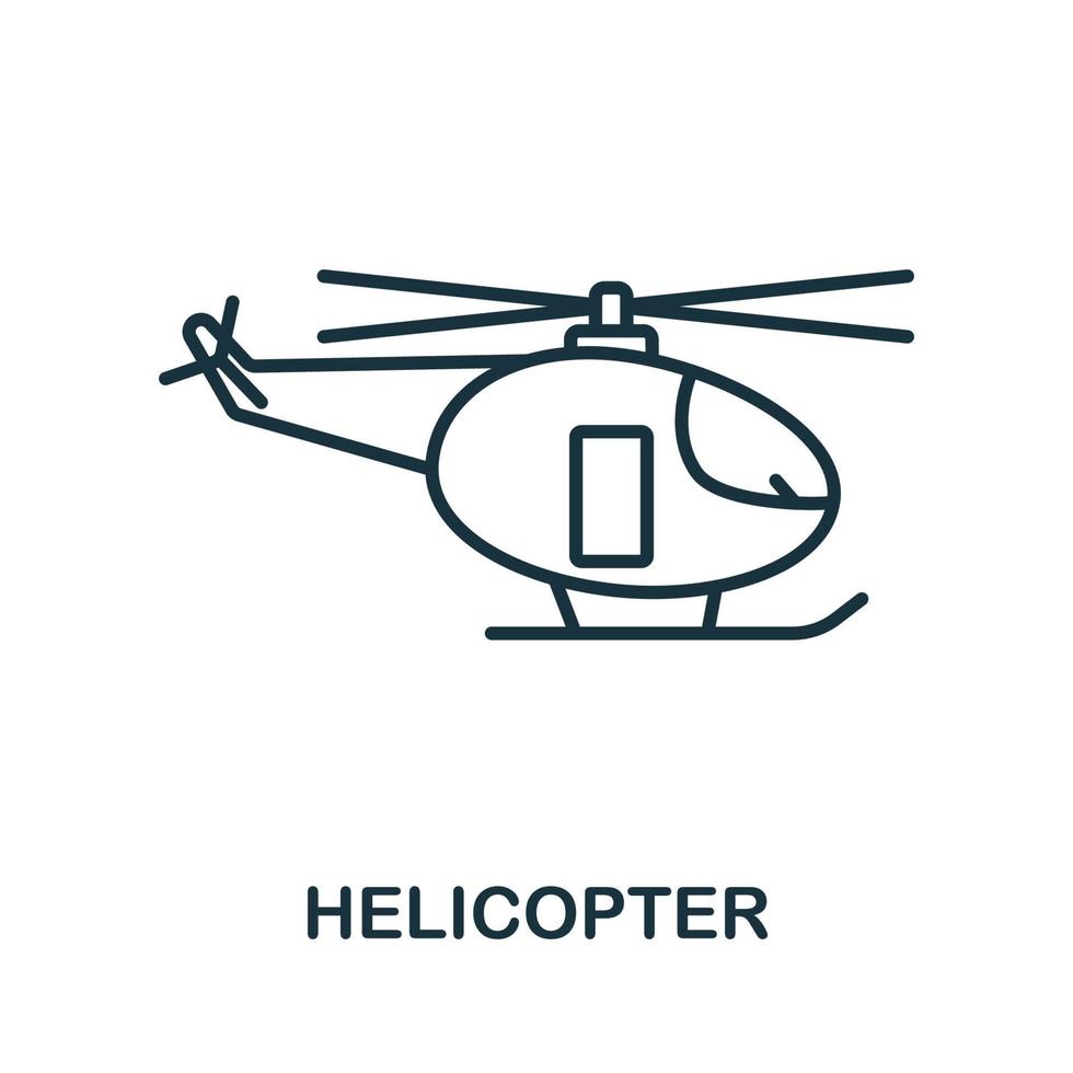 Helicopter icon from airport collection. Simple line Helicopter icon for templates, web design and infographics vector
