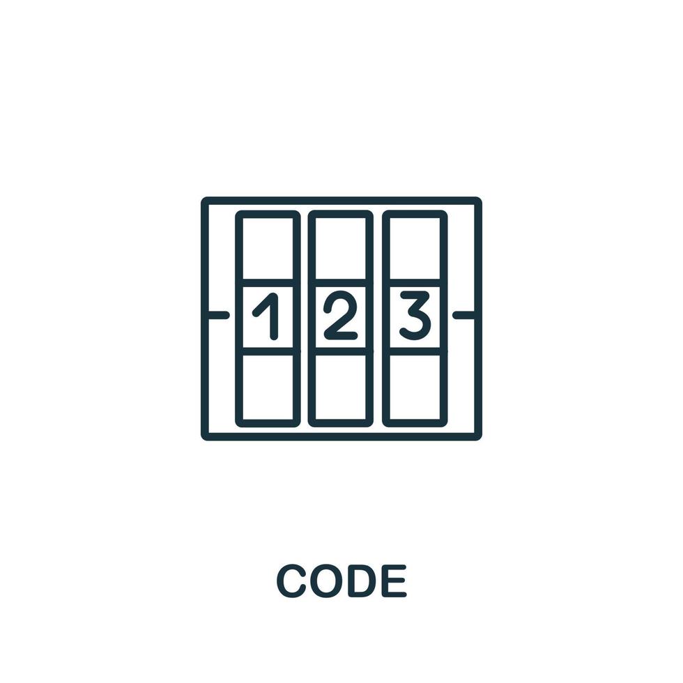 Code icon from authentication collection. Simple line element Code symbol for templates, web design and infographics vector