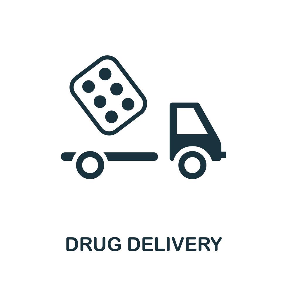 icono de entrega de medicamentos. elemento simple de la colección de entrega. icono creativo de entrega de medicamentos para diseño web, plantillas, infografías y más vector