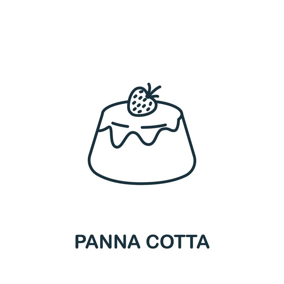 icono de panna cotta de la colección de panadería. símbolo de panna cotta de elemento de línea simple para plantillas, diseño web e infografía vector