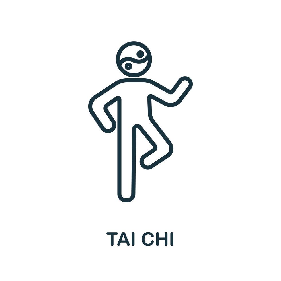 icono de tai chi de la colección de medicina alternativa. icono de tai chi de línea simple para plantillas, diseño web e infografía vector