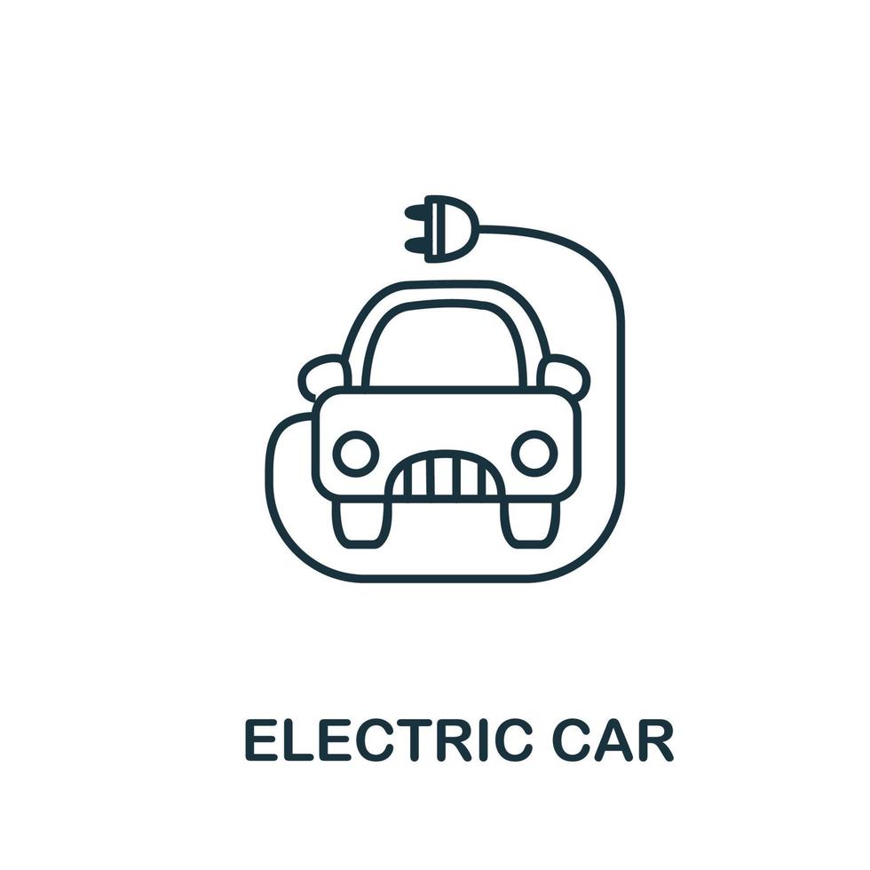icono de camión eléctrico de la colección de energía limpia. símbolo de coche eléctrico de elemento de línea simple para plantillas, diseño web e infografía vector