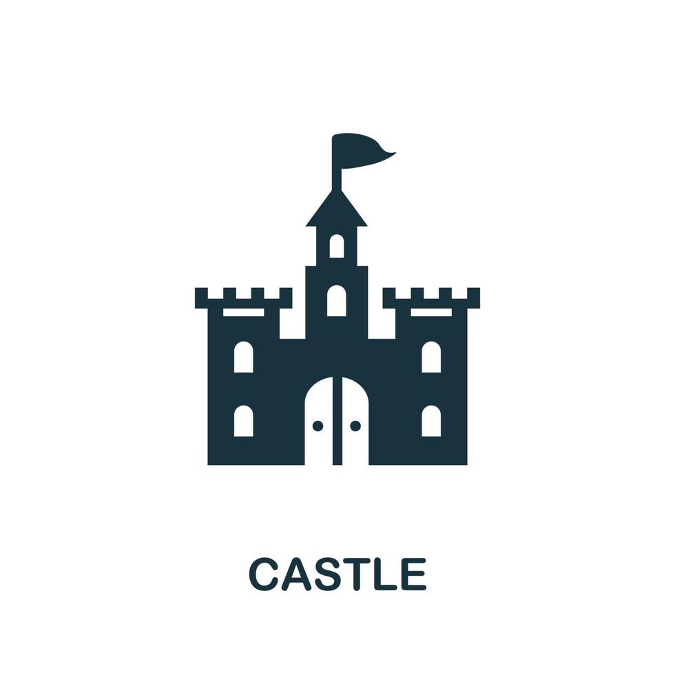 icono del castillo. elemento simple de la colección del parque de atracciones. icono de castillo creativo para diseño web, plantillas, infografías y más vector