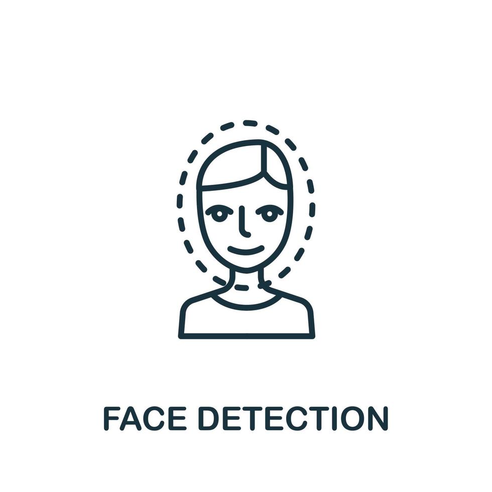 icono de detección de rostros de la colección de autenticación. símbolo de detección de rostro de elemento de línea simple para plantillas, diseño web e infografía vector