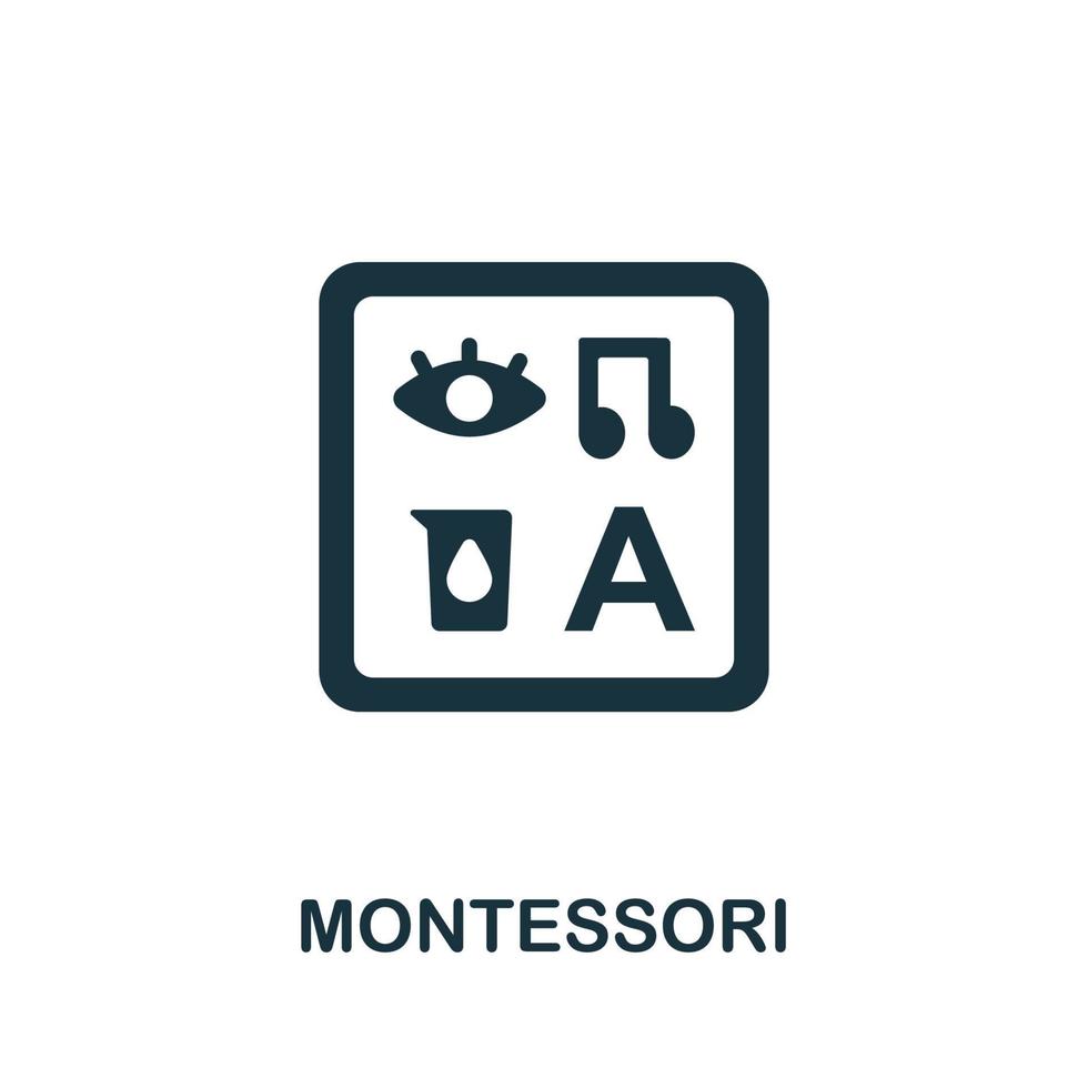 icono de montesori. elemento simple de la colección de desarrollo infantil. icono creativo de montesori para diseño web, plantillas, infografías y más vector