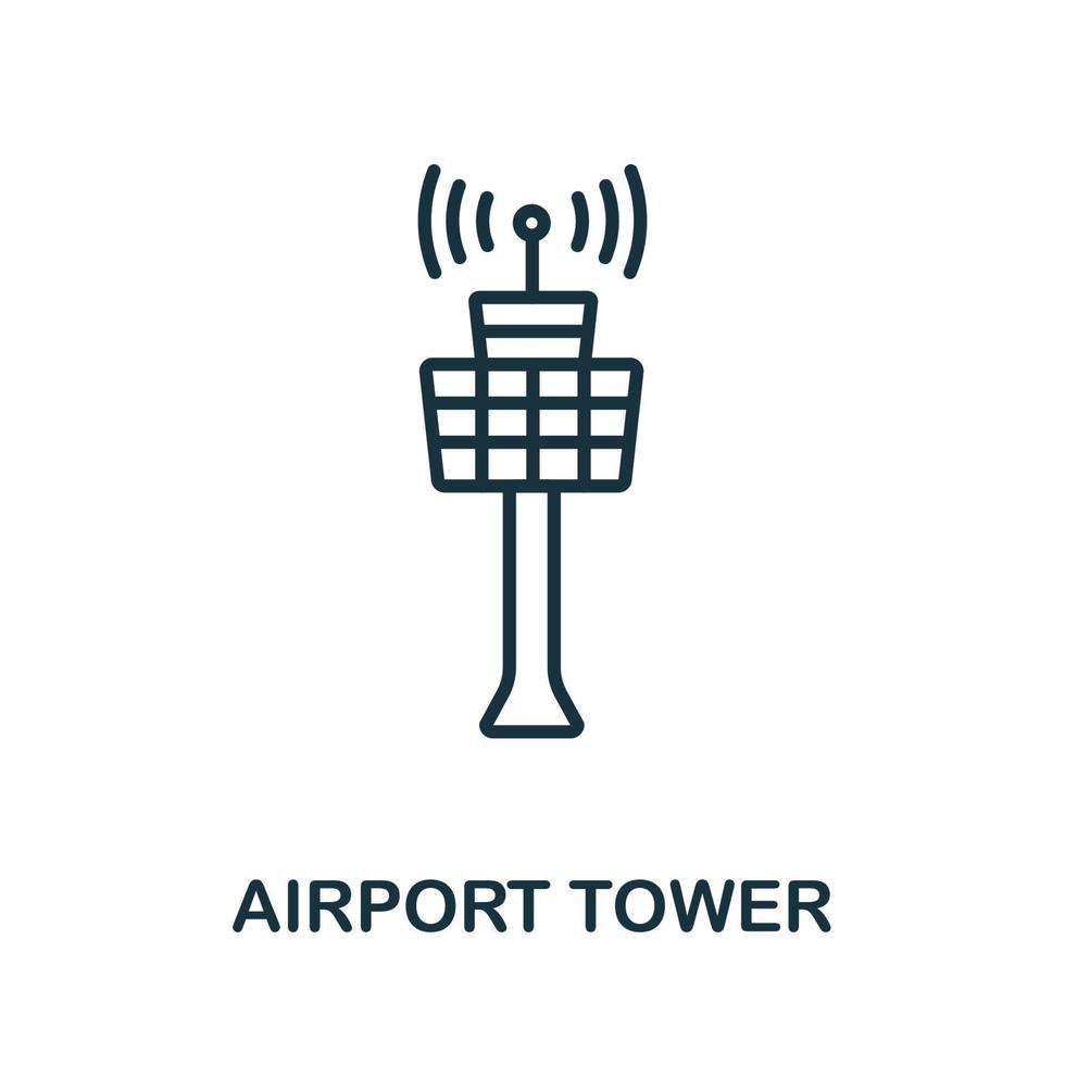 icono de la torre del aeropuerto de la colección del aeropuerto. icono de torre de aeropuerto de línea simple para plantillas, diseño web e infografía vector