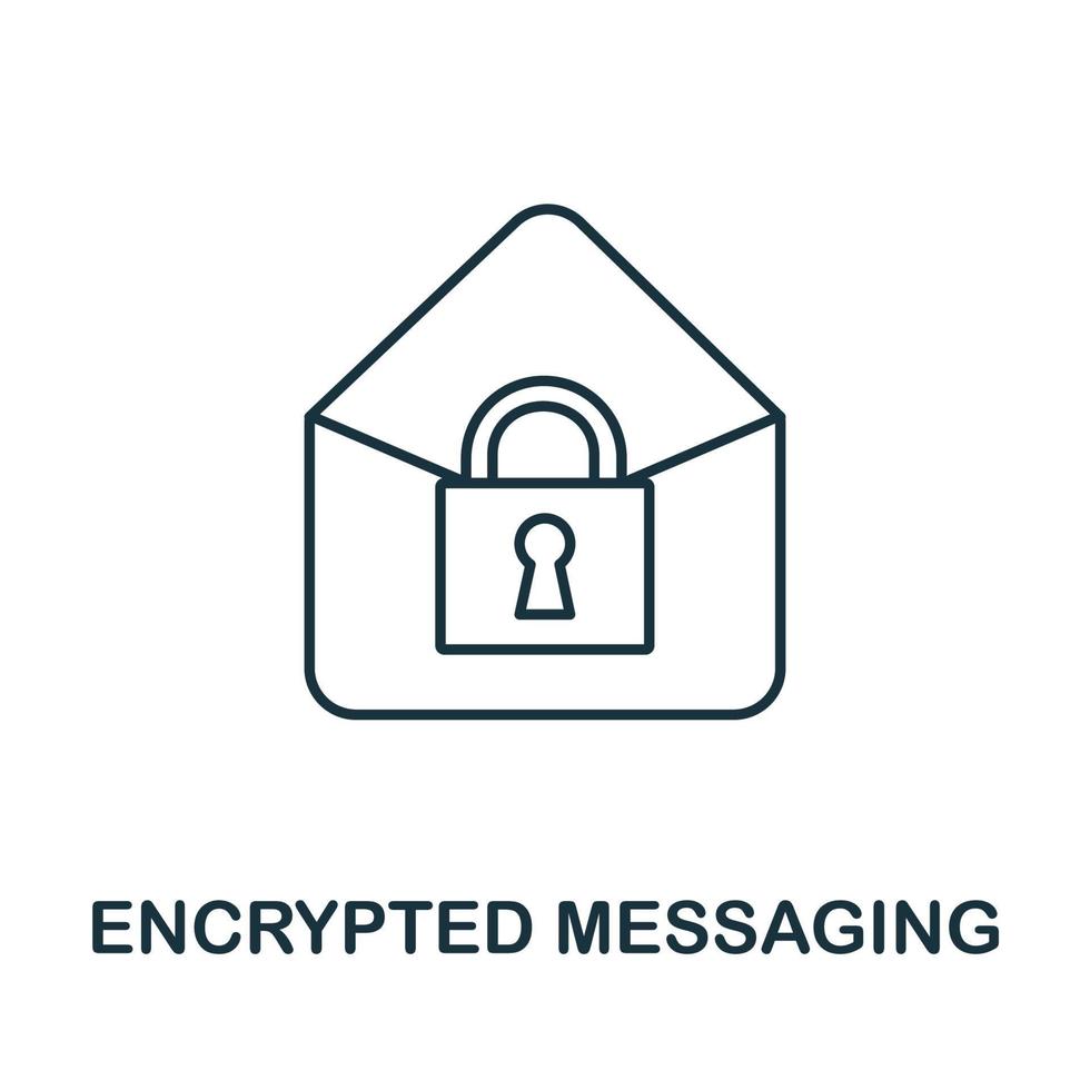 Encrypted Messaging icon from cyber security collection. Simple line Encrypted Messaging icon for templates, web design and infographics vector